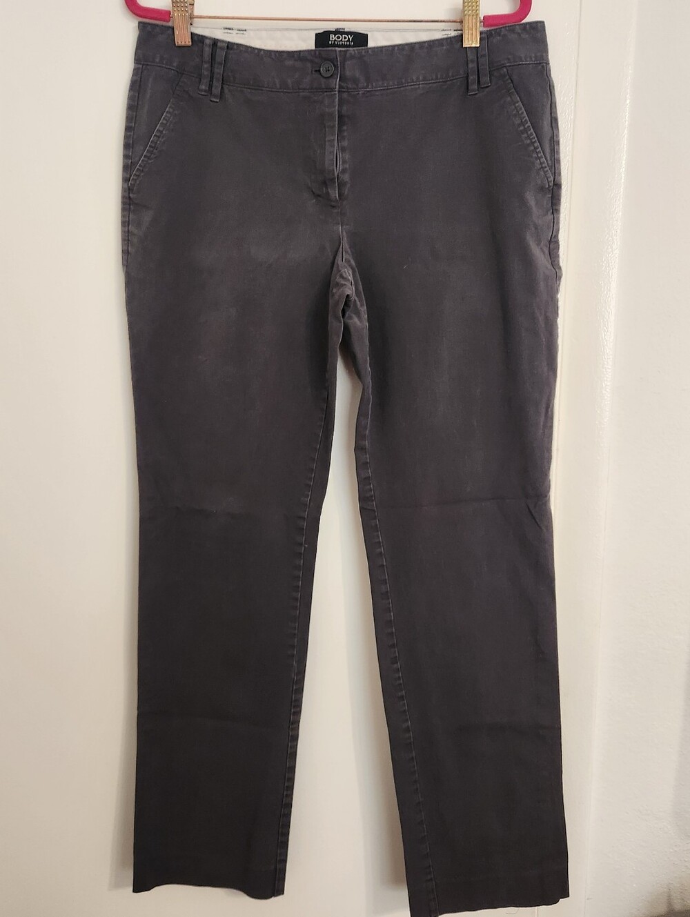 Body by Victoria Christie Fit Cotton Pants Size 12 Gray Stretch Straight Leg